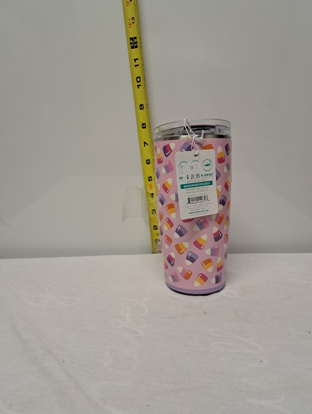 Candy Corn Pattern Pink Travel Tumbler
